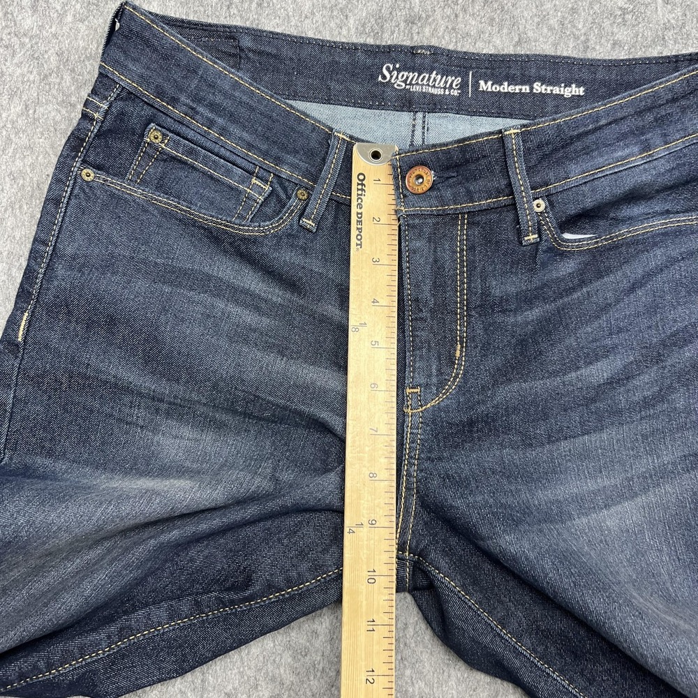 Signature Levi Strauss Jeans Women 10M Blue Modern Straight Stretch Denim Pants - Picture 14 of 16